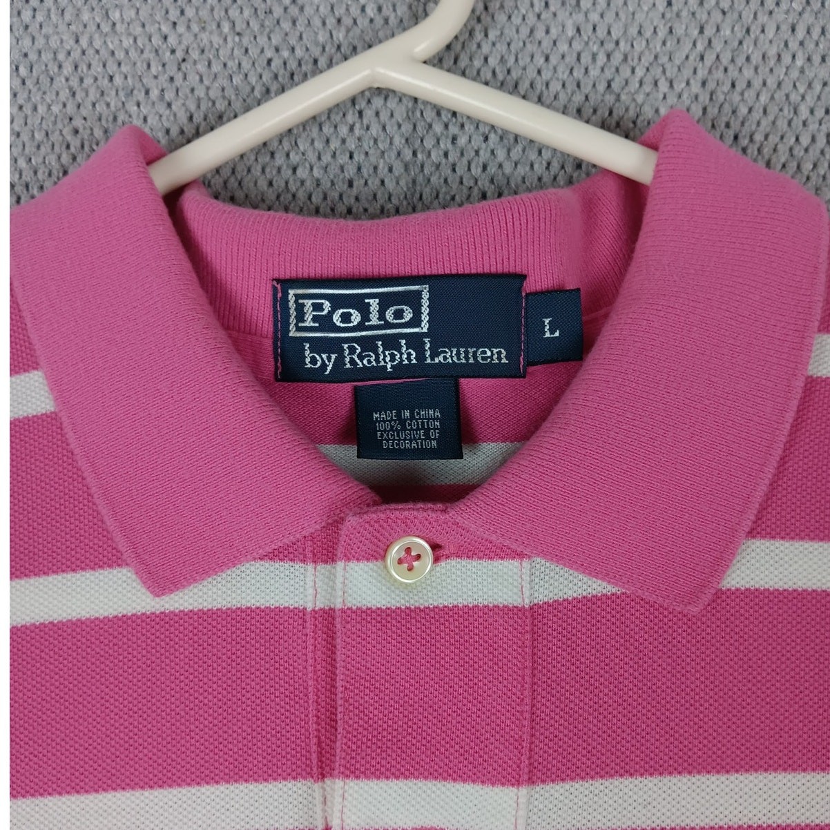Polo Ralph Lauren vintage camicia uomo grande rosa bianco a righe giallo logo pony