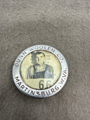 Vintage Dunn Woolen Co. Martinsburg Virginia Employee ID Badge Metal Pin