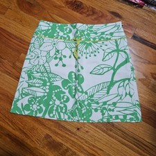 VINTAGE J. Crew Y2K Summer 2005 Green Print Cotton Mini Skirt Style 68782 Size 4
