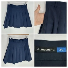 J. Lindeberg Adina Pleated Skirt Size Small Navy Golf Micro-Stretch Athleisure