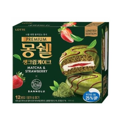 Premium Moncher Matcha & Strawberry 12pcs 444g made in Korea Chocolate Pie