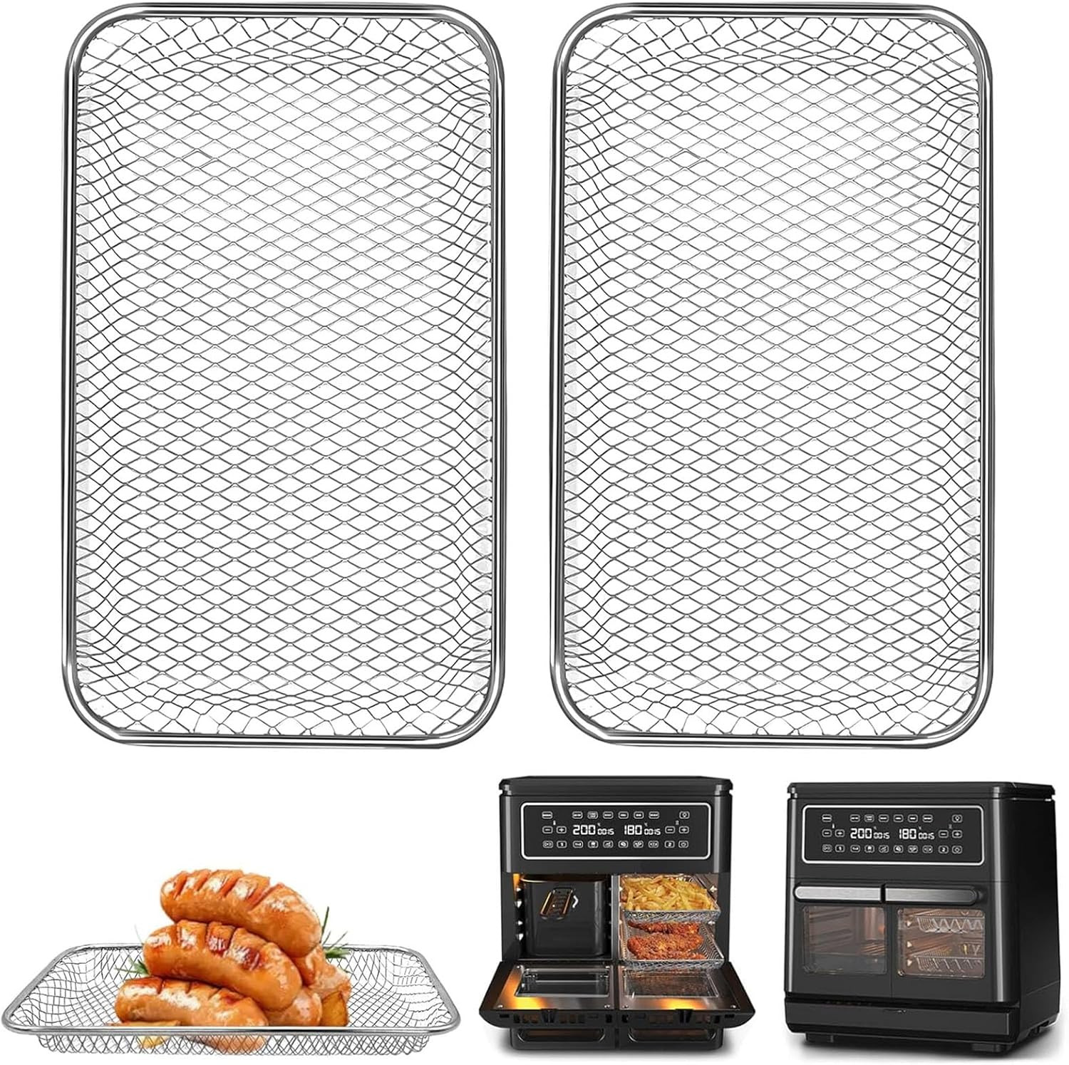 2 Packs Air Fryer Mesh Tray for Breville Halo Flexi Air Fryer,9.7''×5.7''×0.8''