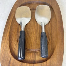 Vintage Vollrath Germany Stainless Steel Utensil Lot Black Handle Set of 2