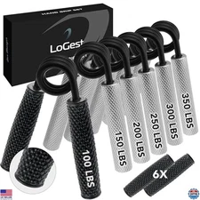 Logest Heavy-Duty Metal Hand Grip Strengthener Set, 6 Pack 100LB-350LB, No Slip