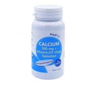 CALCIUM 500 mg+Vitamin D3 10 µg Tabletten MediFit 90 St