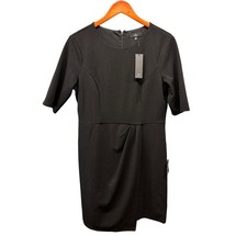 Lulus Sheath Dress Front Pleat Short Sleeve Womens XL Black NWT Classic Office