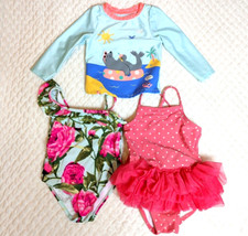 Lot Baby Girl 18m Swim Bathing Suits One Piece Pink Tutu Rashguard Set Polkadot