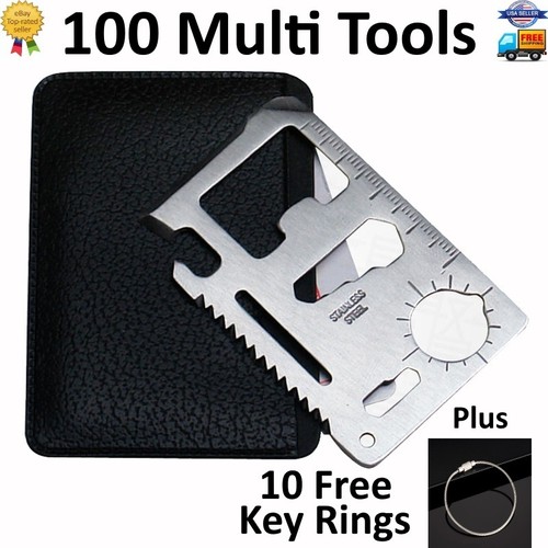 100 Lot 11 in 1 Multi Tools wallet thin pocket survival credit card micro knife - Picture 1 of 12