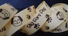 5/8 inch PUPPY Dog paw print pet canine K-9 pet brown grosgrain RIBBON - 1 yard