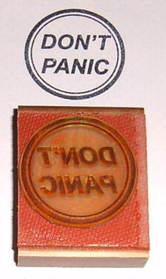 H2G2 Don't Panic Button Rubber Stamp by Amazing Arts