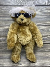 Vintage Vermont Teddy Bear Brown Black Sunglasses Pink Bow 17  Stuffed Animal