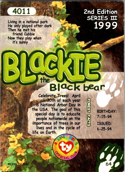 1999 Ty Beanie Babies 2nd Edition Series III - Pick Choose Your Cards - Picture 3 of 51