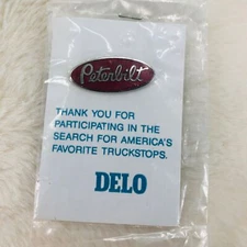 Peterbilt Trucks Advertising Enamel Lapel Pin - DELO Truckstop Survey Award