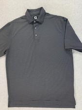 Footjoy Striped Short Sleeve Golf Polo Shirt Men's Large Gray/Black