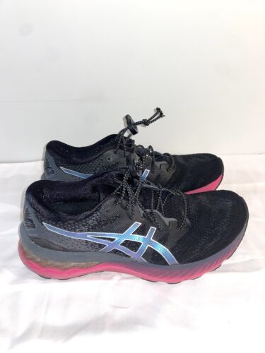 Asics Shoes Womens 7 Black Pink Gel-Nimbus 23 Running Workout Comfy Sneakers - Picture 1 of 21