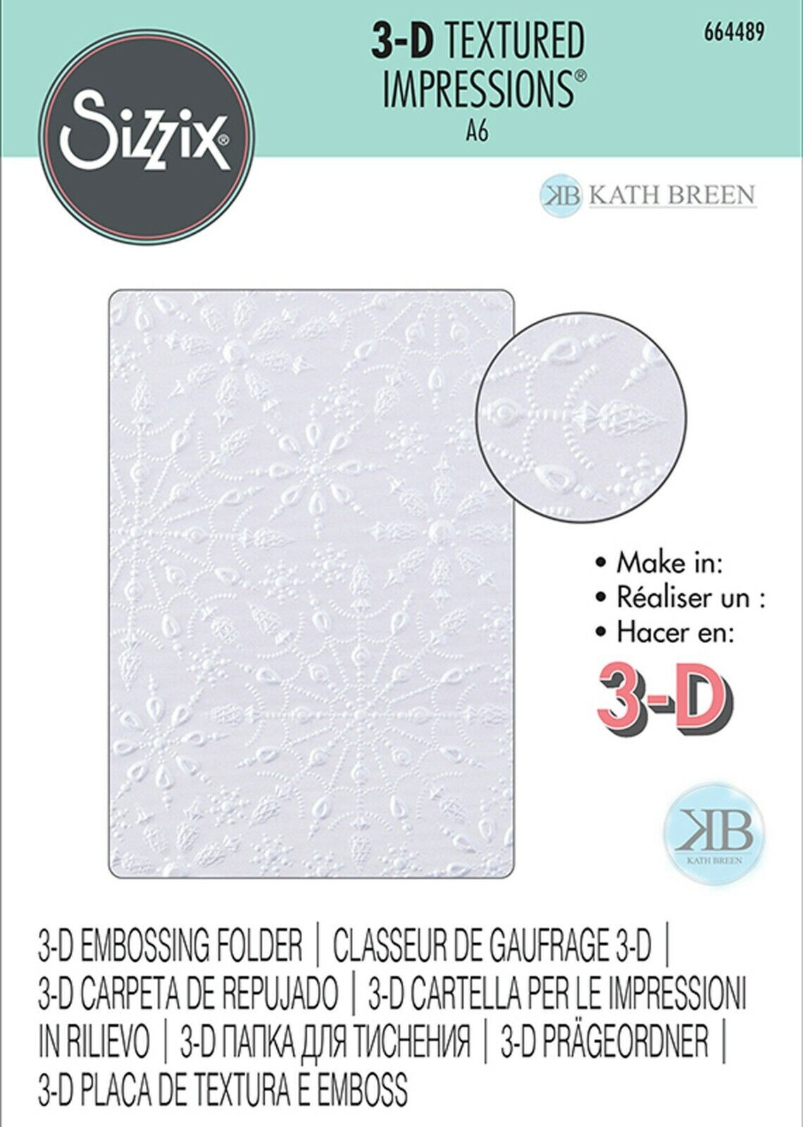 Sizzix Jeweled Snowflakes 3D Embossing folder #664489 Retail $12.99 Kath Breen
