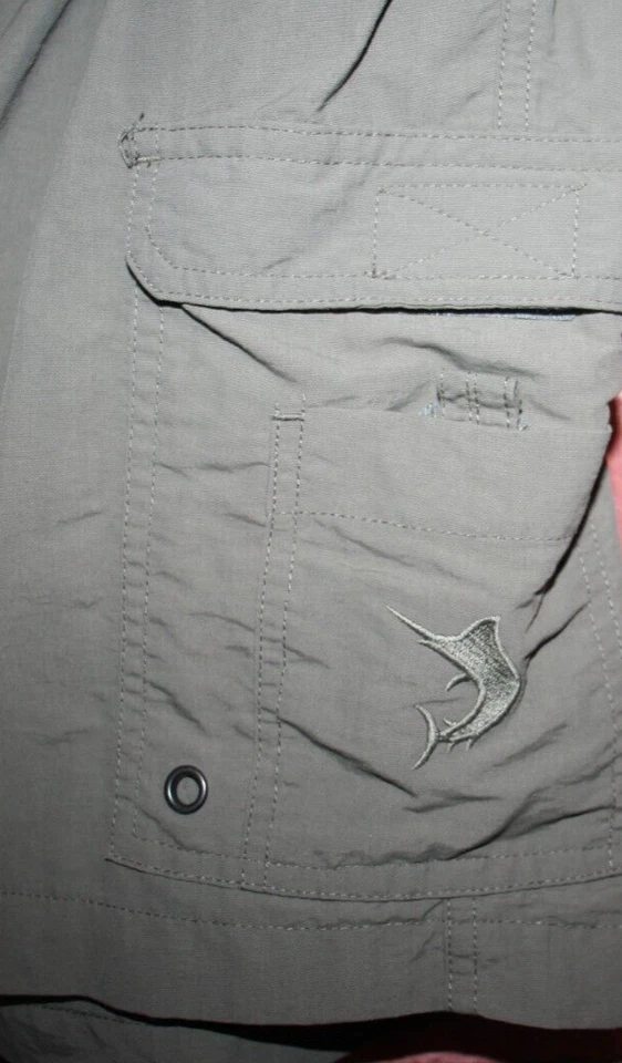 Shorts masculino ao ar livre Reel Legends tamanho XL verde/cinza carga pesca caminhadas elástico - Imagem 3 de 4