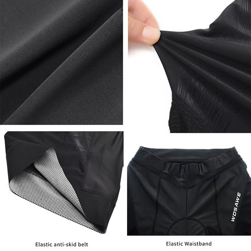 WOSAWE Men's Cycling Shorts MTB Road Bike Bicycle Padding Short Tights Black - Picture 10 of 16
