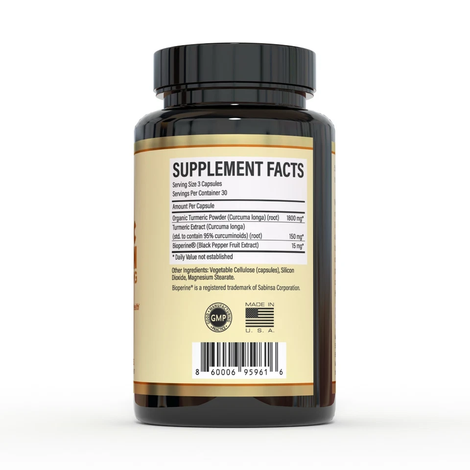 Curcumina de Cúrcuma con Bioperina, 90 unidades The Pure Pill Brand, hecha en EE. UU. Foto 2 de 4