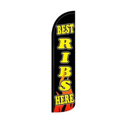 Best Ribs Here Swooper Flutter Windless Feather Flag | 3ft W x 11.5ft Tall
