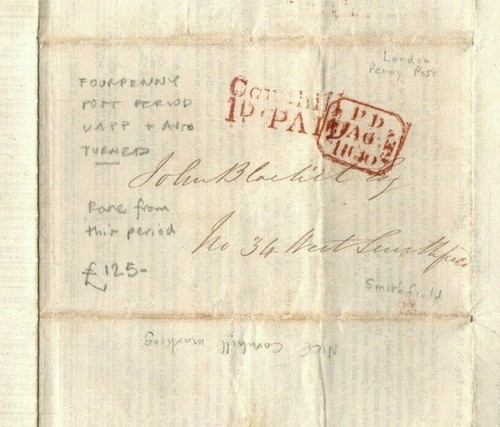 GB UNIFORM 4d POST 1840 *Turned Cover* U4PP Life Assurance MEDICAL London MS3848