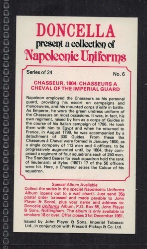 UNIFORMES NAPOLEÓNICOS - Chasseurs a Cheval of the Imperial Guard 1804 # 6 - Imagen 2 de 2