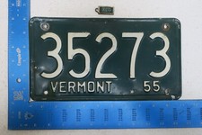 Vermont License Plate 1955 VT Tag #35273 W/ Vt DAV Tag Matching Numbers A++ Rare