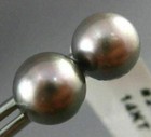 Gold Classic Stud Earrings 8mm #24419 Estate Aaa Grey Tahitian Pearl 14Kt White