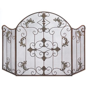 Antique Vtg Style Decorative Iron Tuscan Fireplace Screen Home