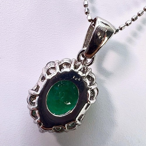 K18WG Natural emerald diamond necklace 40cm E1.24ct D0.45ct 3.0g - Picture 7 of 11