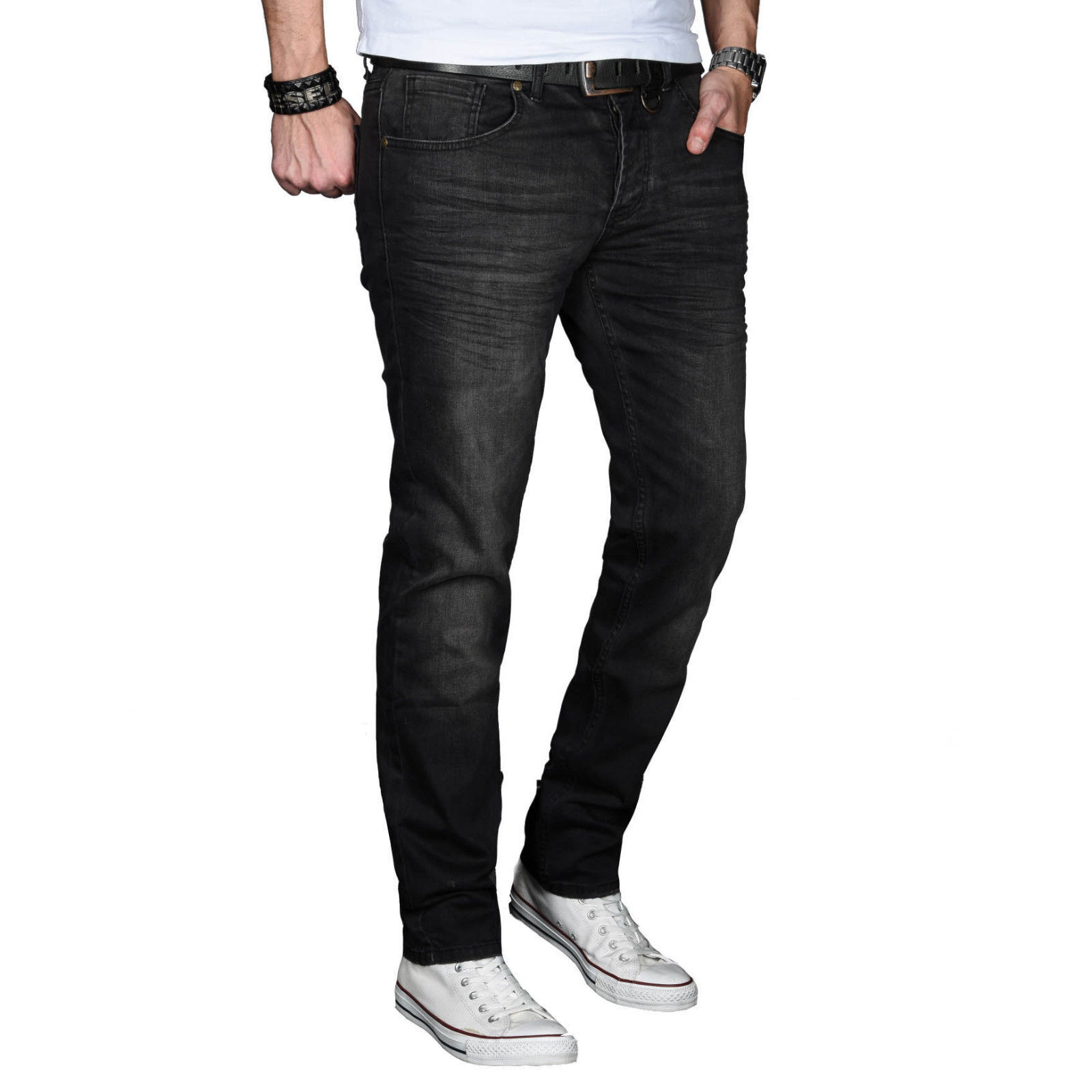 A. Salvarini Designer Herren Jeans Hose Basic Stretch Jeanshose Regular Slim NEU