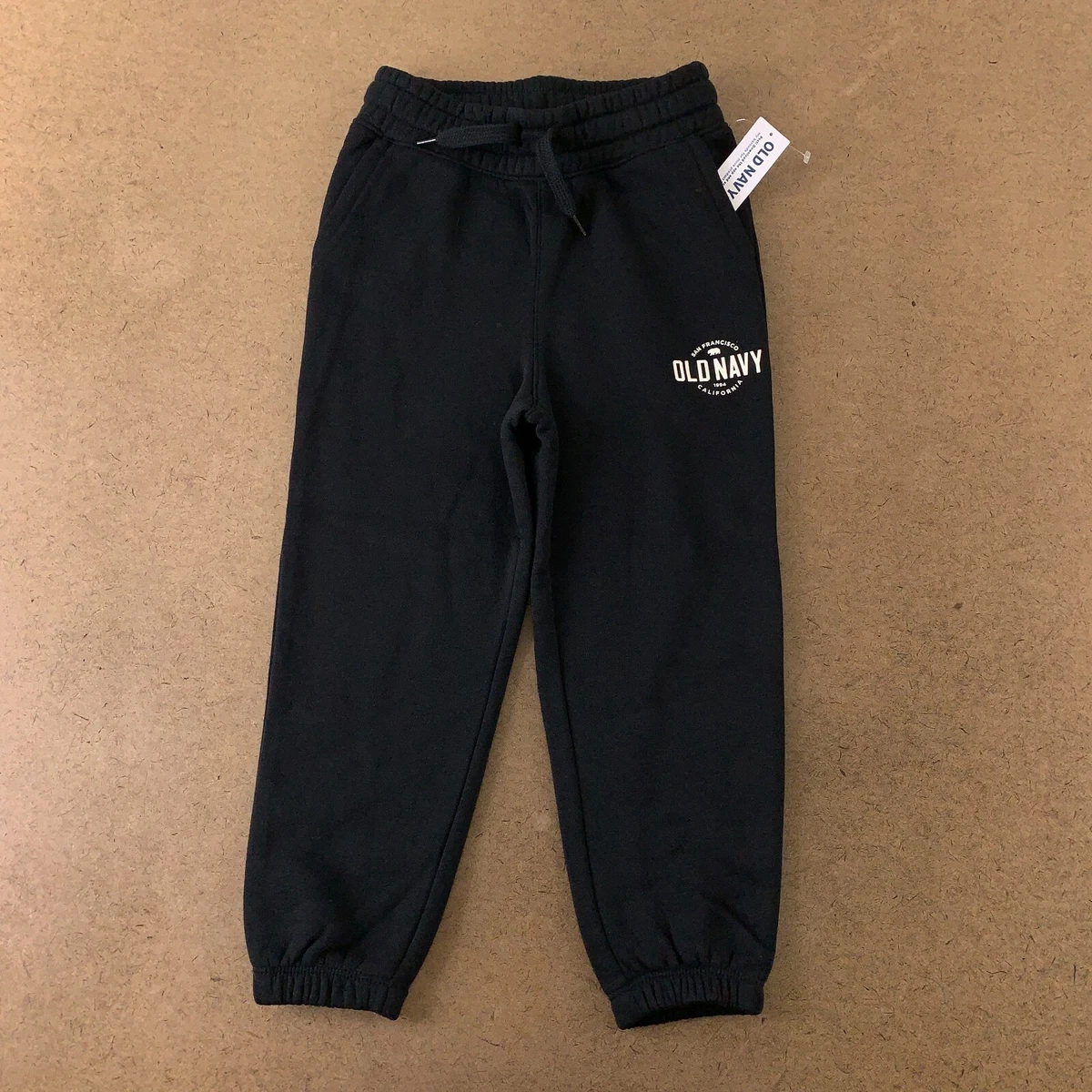 Old Navy Kids Size XS (5) Black Gender-Neutral Logo-Graphic Sweatpants NWT