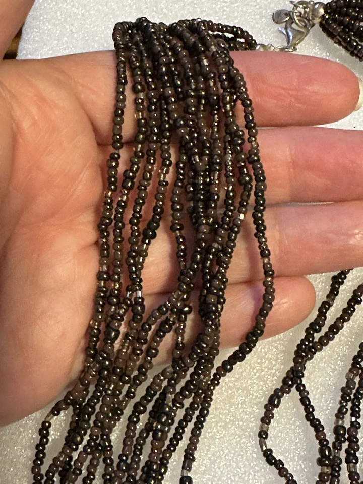 Collar SILPADA N1815 12 Hilos Marrón Bronce Semilla Cierre Esterlina Foto 4 de 4