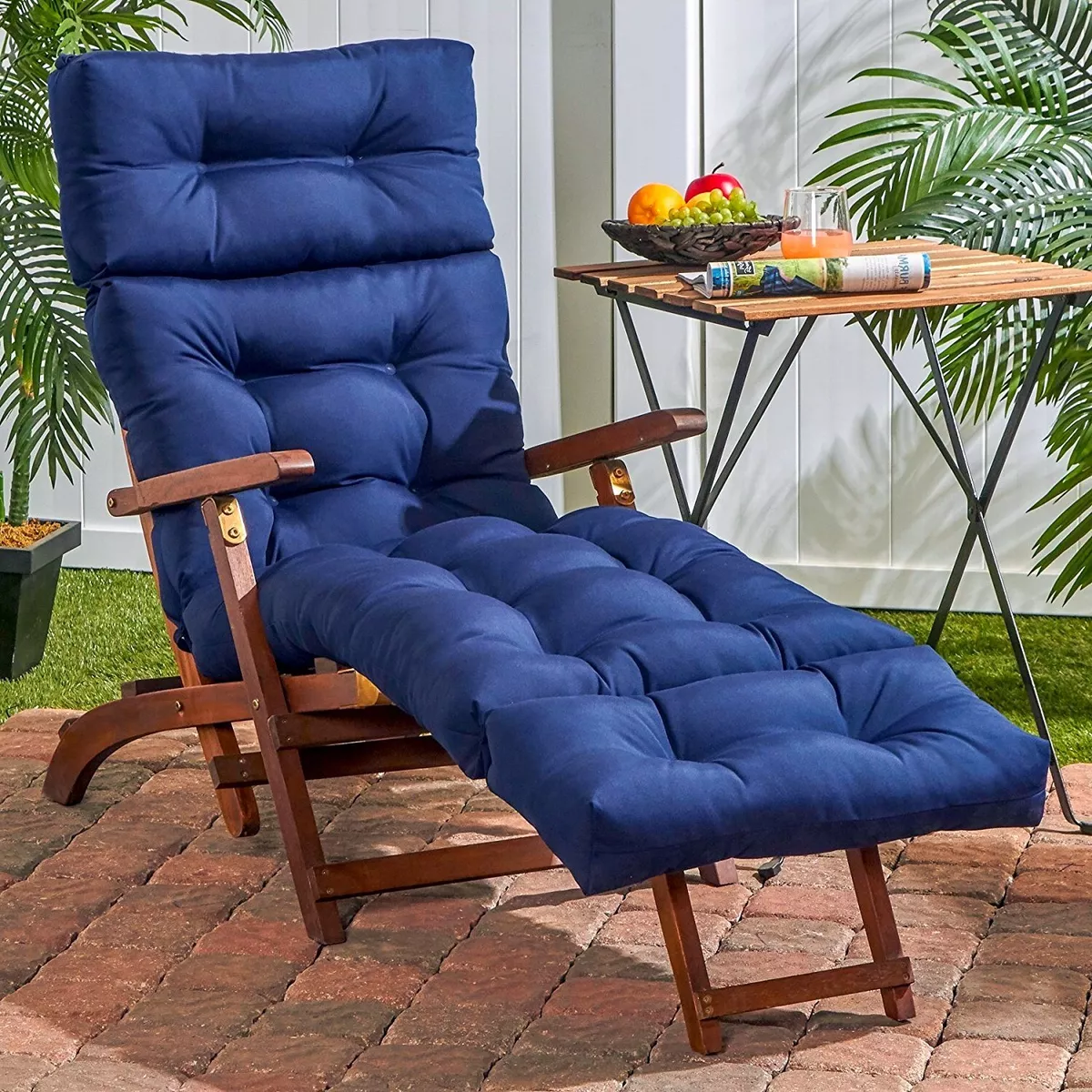 Navy chaise lounge on sale cushion