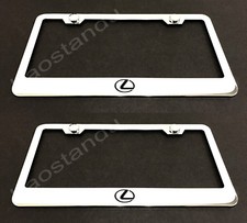 2x Lexulogo Stainless Chrome License Plate Frame Wscrew Caps 2x Lexulogo Stainless Chrome License Plate Frame Wscrew Caps