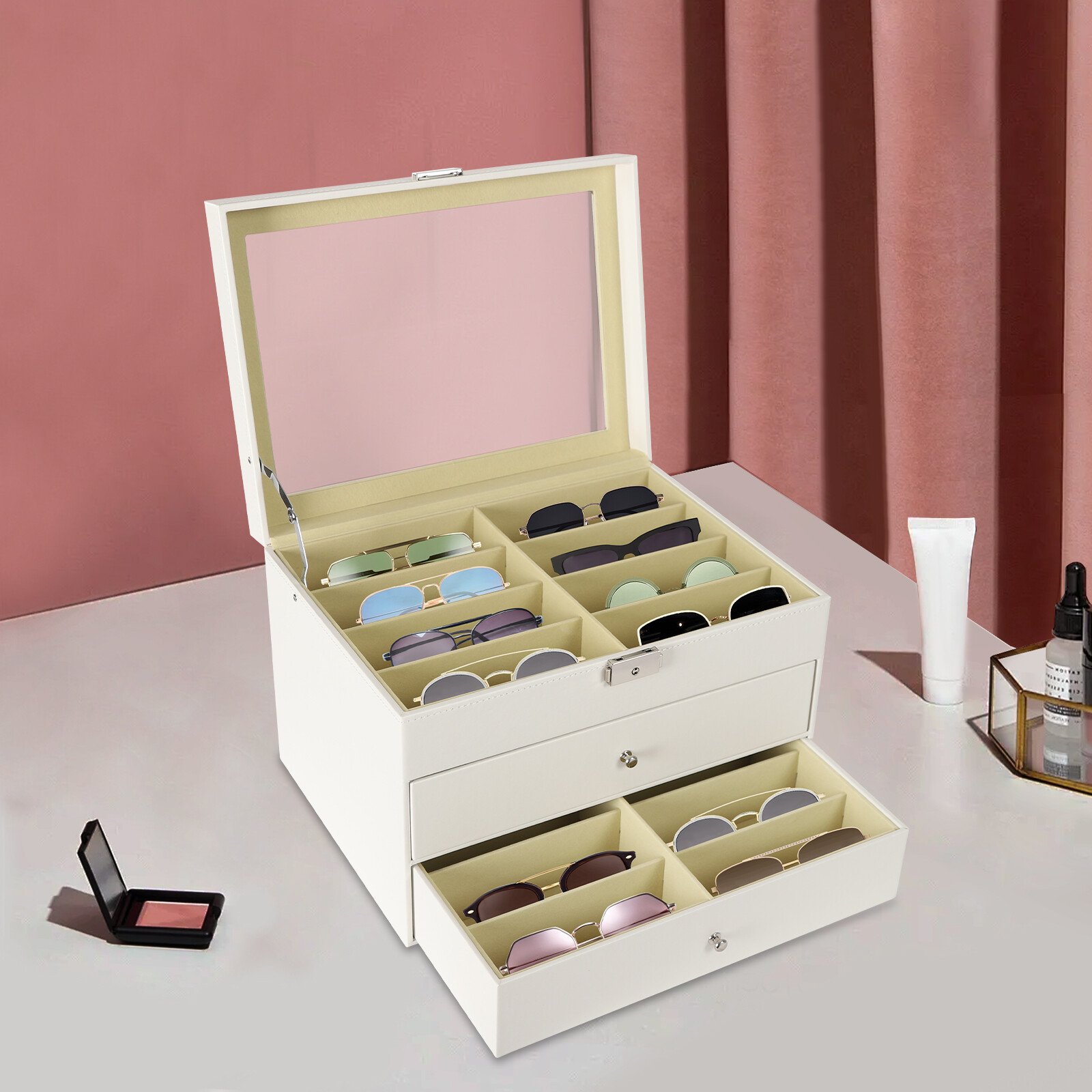 24-Slot Glasses Storage Organizer Box for Eyeglass and Sunglass Display and Gift