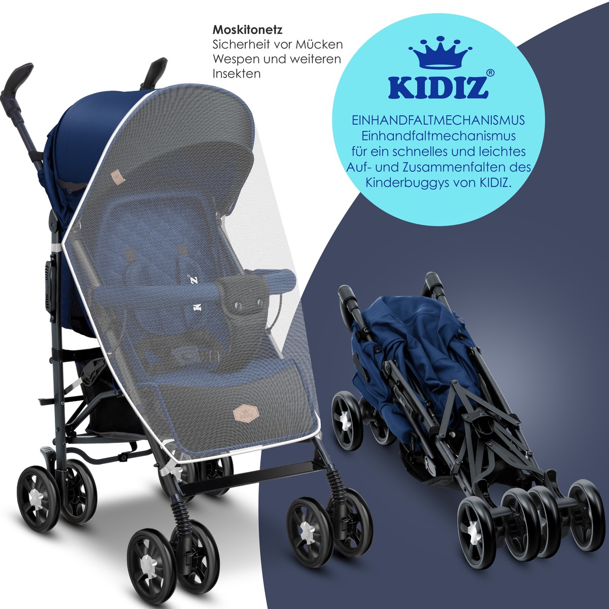 Kinderwagen Buggy Klappbar Leicht - 4-Rad Sportwagen Bis 22kg Mit Regenschutz