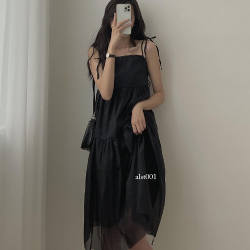black korean dress Korean Summer Black party dress for Women - V-Neck, Sleeveless, Irregular