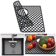Kitchen Sink Protector Mats 18.6x15.6 Inch Silicone Heat Resistant Grey