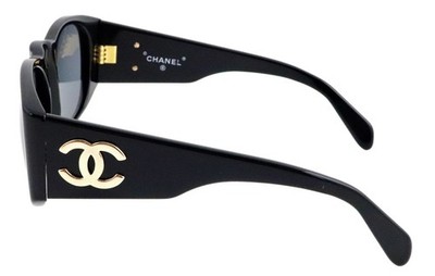 New CHANEL 0004 10 Black Gold CC Cocomark Sunglasses Italy Old
