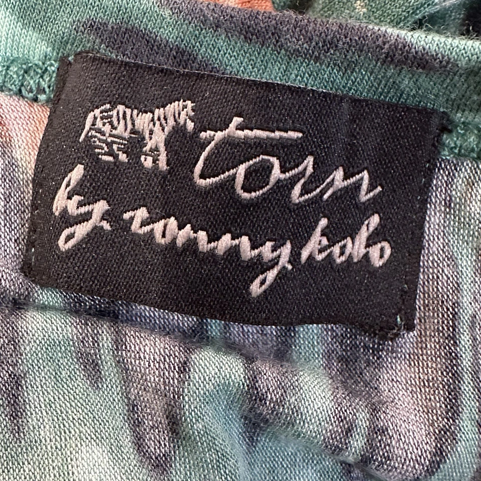 Torn by Ronny Kobo Ikat Bodycon 长袖迷你连衣裙绿色棕色褶皱 S 码 — 第 3/4 张图片