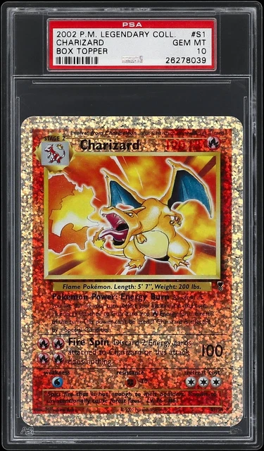 2002 Pokemon Legendary Collection Box Topper #S1 Charizard - PSA GEM MT 10
