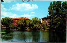 University of Nevada Reno Postcard Curteichcolor 3-D Campus Lake Vintage B69