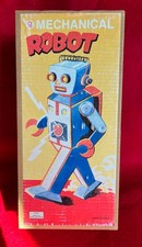 Schylling MS384 Tin Mechanical Wind Up Robot In Box Complete