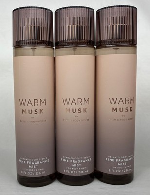Lot of 3 Bath & Body Works Warm Musk Body Hair Fine Fragrance Mists
