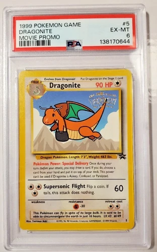 PSA 6 - Dragonite #5 - 1999 Pokemon Kids WB The First Movie Stamp Promo WOTC
