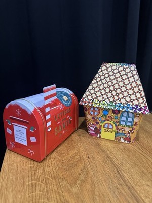 Weihnachten Blech Konvolut ~ üppiges Lebkuchenhaus Spardose und M&S American Post Box