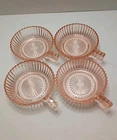 4 Anchor Hocking Queen Mary Pink Depression Glass Fruit/Dessert Bowls w Handle