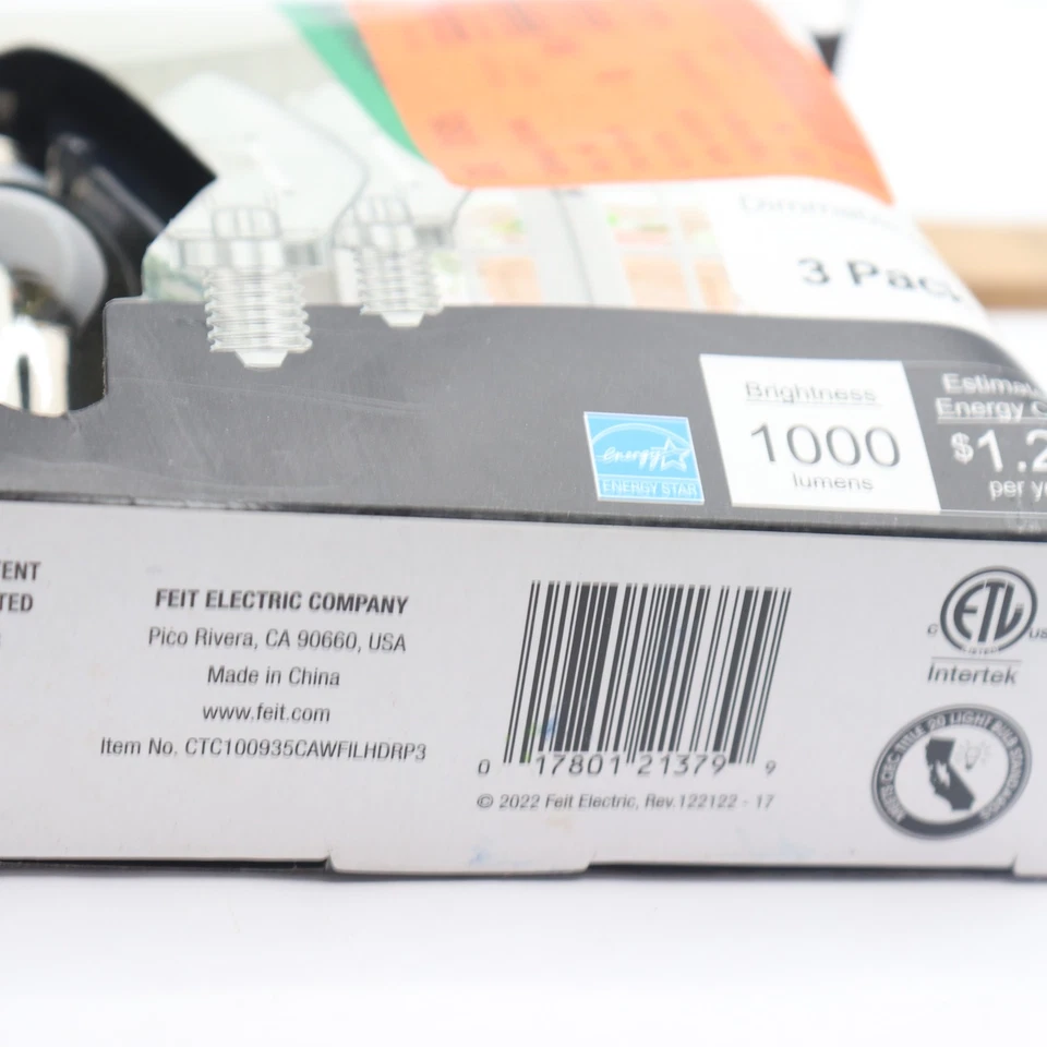 (3-Pk) Chandelier LED Light Bulb True White Glass Clear B10 E12 3500K 100W - Image 3 of 4