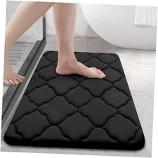  Memory Foam Bath Mat Rug 24x16, Ultra Soft and Absorbent 24" x 16" Black